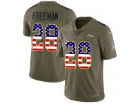 Limited Men's Royce Freeman Olive USA Flag Jersey NFL Nike Denver Broncos #28 2017 Salute to Service