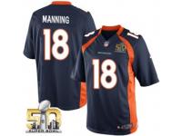 Limited Peyton Manning Men Jersey - Denver Broncos #18 Alternate Navy Blue Super Bowl 50 Bound Nike NFL