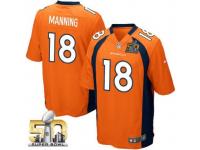 Limited Peyton Manning Men Jersey - Denver Broncos #18 Home Orange Super Bowl 50 Bound Nike NFL