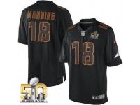 Limited Peyton Manning Men Jersey - Denver Broncos #18 Impact Black Super Bowl 50 Bound Nike NFL