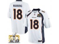 Limited Peyton Manning Men Jersey - Denver Broncos #18 Road White Super Bowl 50 Bound Nike NFL