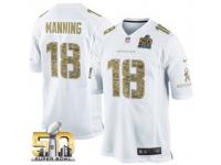 Limited Peyton Manning Men Jersey - Denver Broncos #18 Salute to Service White Super Bowl 50 Bound Nike NFL