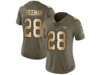 Limited Women's Royce Freeman Olive Gold Jersey NFL Nike Denver Broncos #28 2017 Salute to Service