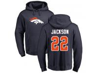 Men #22 Kareem Jackson Navy Blue Football Name & Number Logo Denver Broncos Pullover Hoodie