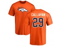 Men #29 Bryce Callahan Orange Football Name & Number Logo Denver Broncos T-Shirt