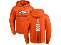 Men #3 Drew Lock Orange Football Backer Denver Broncos Pullover Hoodie