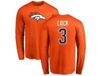 Men #3 Drew Lock Orange Football Name & Number Logo Denver Broncos Long Sleeve T-Shirt