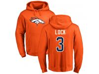 Men #3 Drew Lock Orange Football Name & Number Logo Denver Broncos Pullover Hoodie