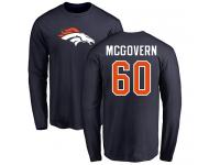 Men #60 Connor McGovern Navy Blue Football Name & Number Logo Denver Broncos Long Sleeve T-Shirt