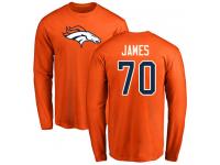 Men #70 Ja'Wuan James Orange Football Name & Number Logo Denver Broncos Long Sleeve T-Shirt