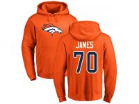 Men #70 Ja'Wuan James Orange Football Name & Number Logo Denver Broncos Pullover Hoodie