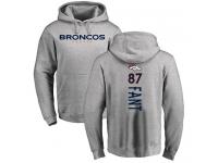 Men #87 Noah Fant Ash Football Backer Denver Broncos Pullover Hoodie