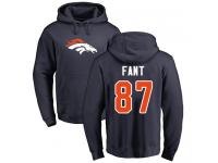 Men #87 Noah Fant Navy Blue Football Name & Number Logo Denver Broncos Pullover Hoodie