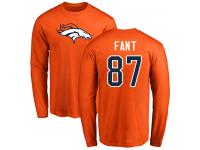 Men #87 Noah Fant Orange Football Name & Number Logo Denver Broncos Long Sleeve T-Shirt