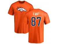 Men #87 Noah Fant Orange Football Name & Number Logo Denver Broncos T-Shirt