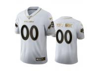 Men Custom Broncos White 100th Season Golden Edition Jersey