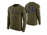 Men Denver Broncos #24 Adam Jones 2018 Salute to Service Long Sleeve Olive T-Shirt