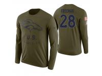 Men Denver Broncos #28 Royce Freeman 2018 Salute to Service Long Sleeve Olive T-Shirt