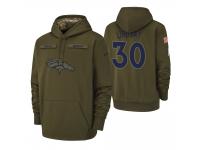 Men Denver Broncos #30 Phillip Lindsay Olive 2018 Salute to Service Pullover Hoodie