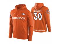 Men Denver Broncos #30 Phillip Lindsay Orange Circuit Wordmark Pullover Hoodie