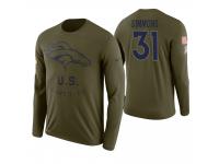 Men Denver Broncos #31 Justin Simmons 2018 Salute to Service Long Sleeve Olive T-Shirt