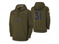 Men Denver Broncos #31 Justin Simmons Olive 2018 Salute to Service Pullover Hoodie