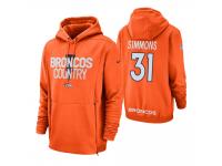 Men Denver Broncos #31 Justin Simmons Orange Sideline Local Lockup Pullover Hoodie