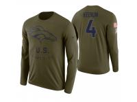 Men Denver Broncos #4 Case Keenum 2018 Salute to Service Long Sleeve Olive T-Shirt