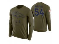 Men Denver Broncos #54 Brandon Marshall 2018 Salute to Service Long Sleeve Olive T-Shirt