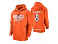 Men Denver Broncos #8 Brandon McManus Orange Sideline Local Lockup Pullover Hoodie