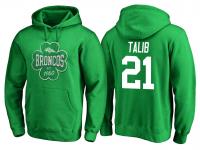 Men Denver Broncos Aqib Talib #21 Kelly Green St. Patrick Day Emerald Isle Pullover Hoodie