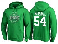 Men Denver Broncos Brandon Marshall #54 Kelly Green St. Patrick Day Emerald Isle Pullover Hoodie