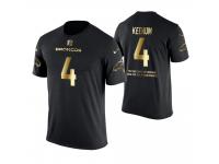 Men Denver Broncos Case Keenum #4 Metall Dark Golden Special Limited Edition With Message T-Shirt