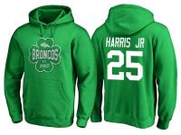 Men Denver Broncos Chris Harris Jr #25 Kelly Green St. Patrick Day Emerald Isle Pullover Hoodie