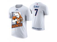 Men Denver Broncos John Elway #7 White Cartoon And Comic Artistic Painting Retired Player T-Shirt