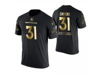 Men Denver Broncos Justin Simmons #31 Metall Dark Golden Special Limited Edition With Message T-Shirt