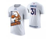 Men Denver Broncos Justin Simmons #31 White Cartoon And Comic Artistic Painting T-Shirt