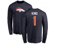 Men Denver Broncos Marquette King Navy Blue Nike - #1 NFL Long Sleeve T-Shirt Name & Number Logo