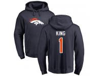 Men Denver Broncos Marquette King Navy Blue Nike - #1 NFL Pullover Hoodie Name & Number Logo