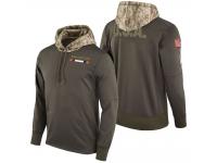 Men Denver Broncos Olive 2017 Salute to Service Sideline Therma Pullover Hoodie