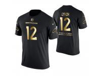 Men Denver Broncos Paxton Lynch #12 Metall Dark Golden Special Limited Edition With Message T-Shirt