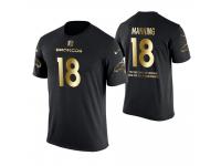 Men Denver Broncos Peyton Manning #18 Metall Dark Golden Special Limited Edition Retired Player With Message T-Shirt