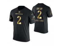 Men Denver Broncos Phillip Lindsay #2 Metall Dark Golden Special Limited Edition With Message T-Shirt