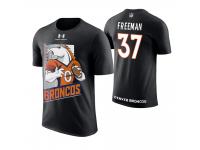 Men Denver Broncos Royce Freeman #37 Black Cartoon And Comic Artistic Painting T-Shirt