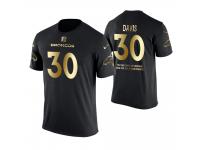 Men Denver Broncos Terrell Davis #30 Metall Dark Golden Special Limited Edition Retired Player With Message T-Shirt