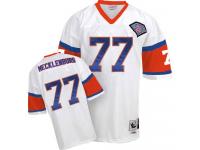 Men NFL Denver Broncos #77 Karl Mecklenburg Throwback Road 75th Patch White Mitchell and Ness Jersey