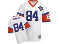 Men NFL Denver Broncos #84 Shannon Sharpe Throwback Road 75th Patch White Mitchell and Ness Jersey