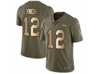 Men Nike Denver Broncos #12 Paxton Lynch Limited Olive/Gold 2017 Salute to Service NFL Jersey