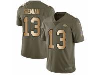 Men Nike Denver Broncos #13 Trevor Siemian Limited Olive/Gold 2017 Salute to Service NFL Jersey