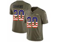 Men Nike Denver Broncos #20 Brian Dawkins Limited Olive/USA Flag 2017 Salute to Service NFL Jersey